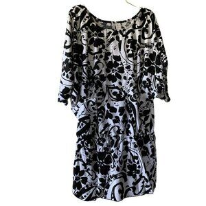 Anne Cole Cover Up Antigua Print Black White with Pockets Size S/M